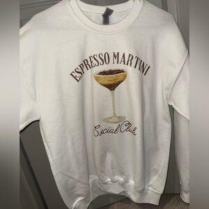 Espresso Martini Social Club White Sweater NWT